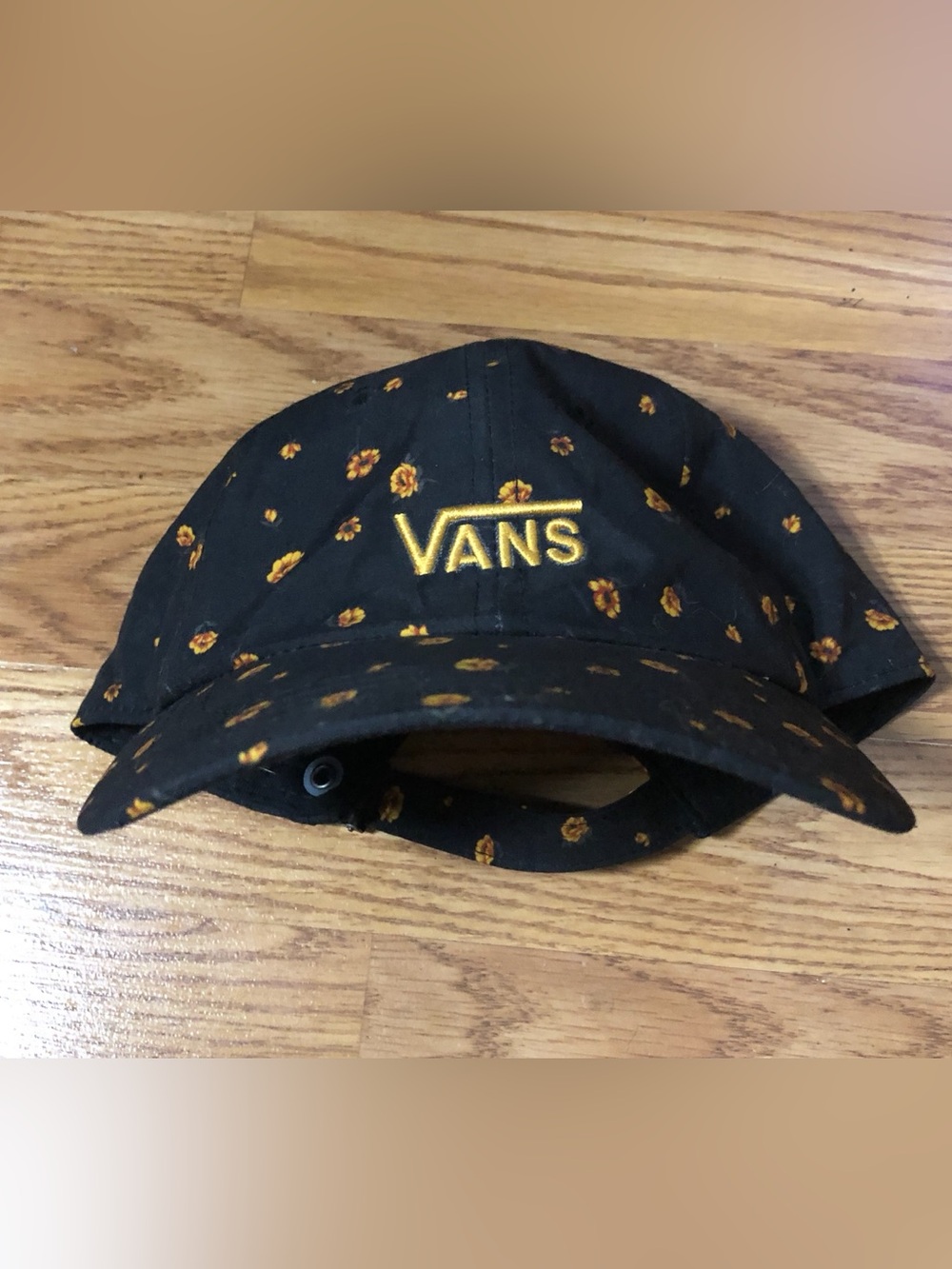 Vans Black Orange Floral Logo Baseball Cap Hat Adult One size